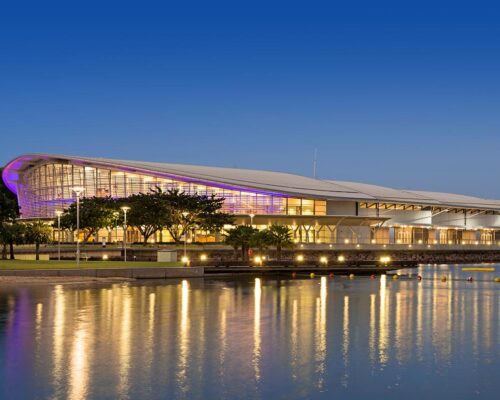 Darwin Convention Centre at dusk